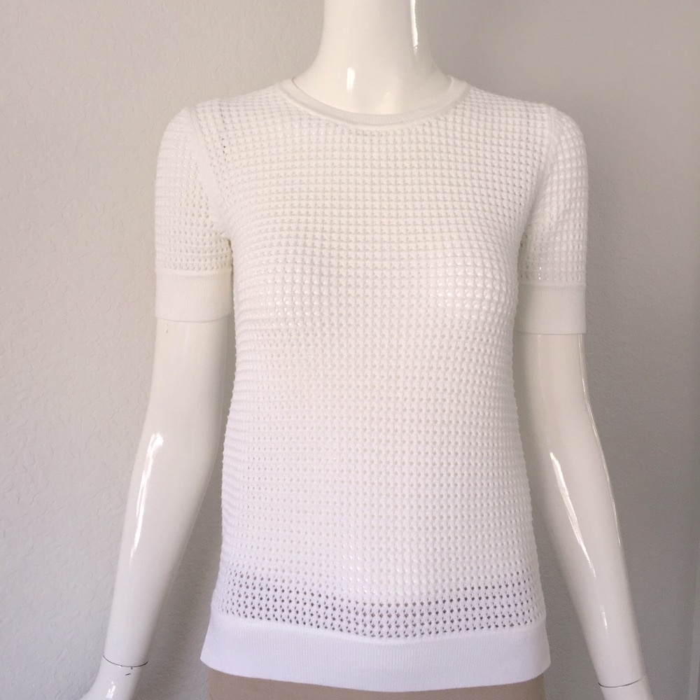 Theory open knit white sweater